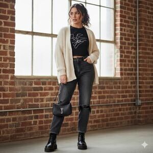 Abercrombie & Fitch Black The Ankle Straight High Rise Jeans